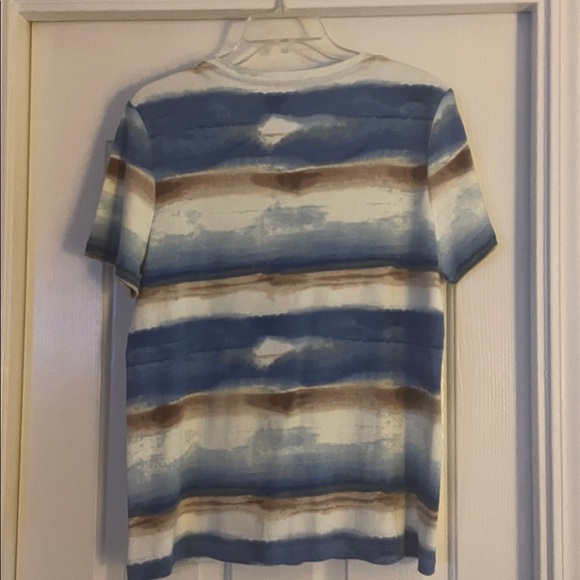 Chico’s Blue and Brown Striped V-Neck T-Shirt new Size L - Picture 4 of 4